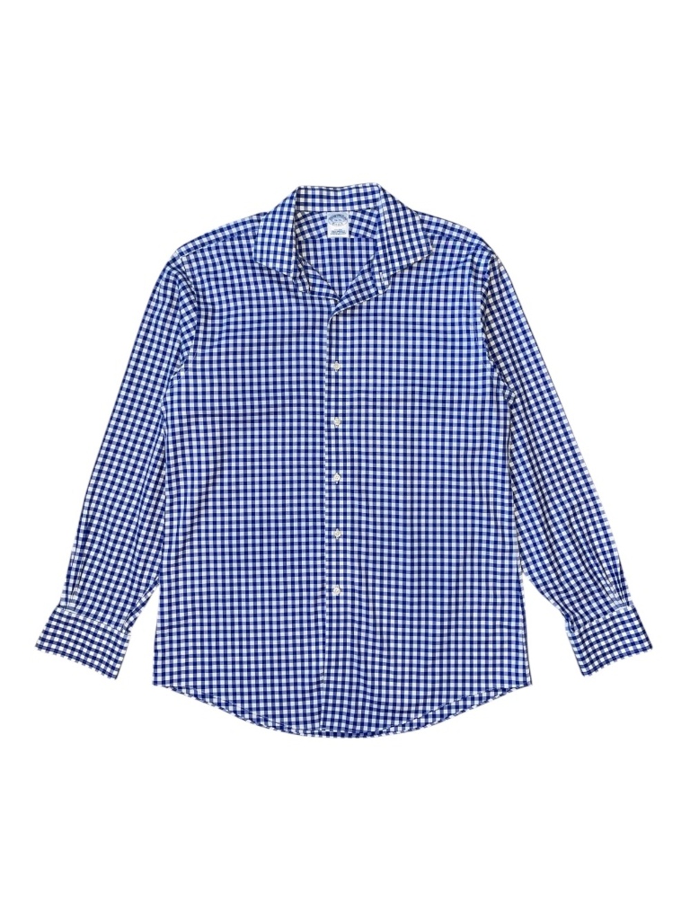 Brooks Brothers Non-Iron Cotton Gingham Dress Shirt Blue White Men’s 16-35